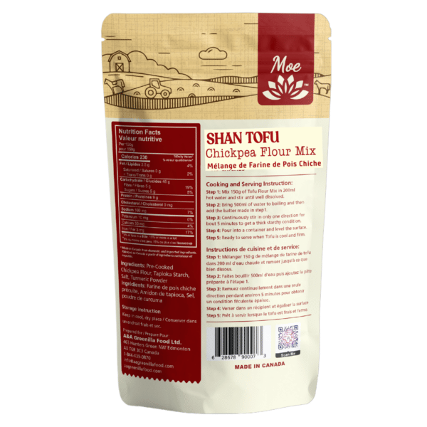 Shan Tofu – Chickpea Flour Mix – တို့ဟူးမှုန့် (150g), ORGANIC, Instant Tofu in less than 5 minutes, Vegan Dish, Moe Myanmar Foods